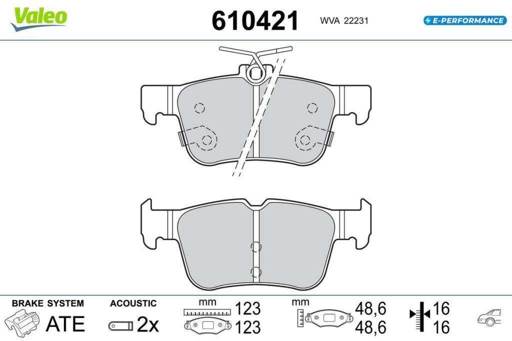 Jogo de 4 pastilhas de travão VALEO ref. 610421